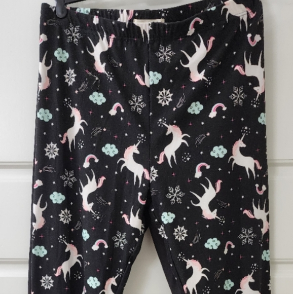 ! Lot of 2 NWT Unicorn & Basic Black Pull on Leggings Girls Size Large ! - Picture 1 of 2